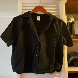 Women's Black Linen Top (Size L)